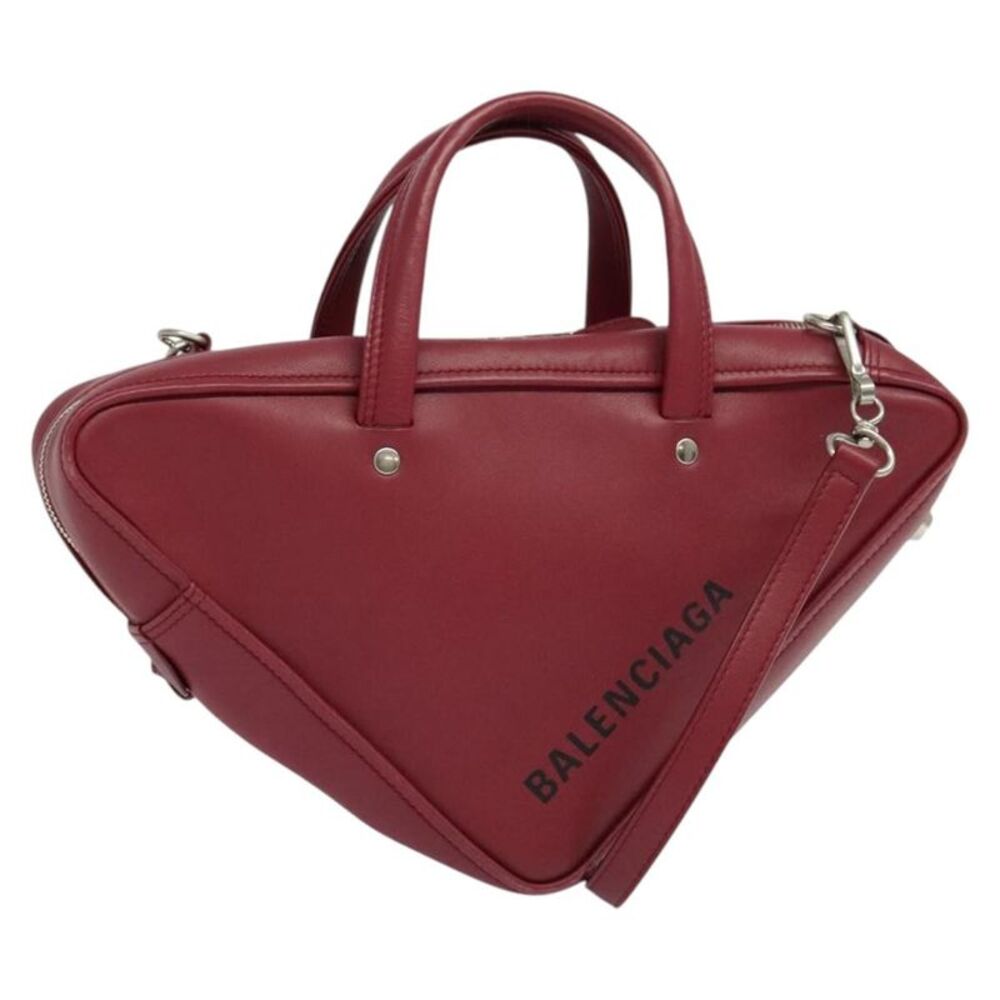 Balenciaga Triangle Duffle Leather Red Leather Handbag - Picture 1 of 16